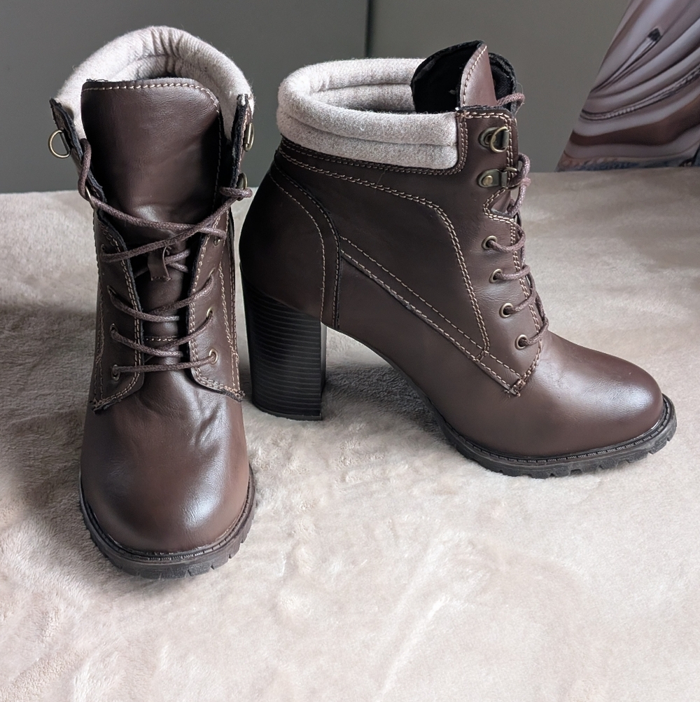 Torrid Dark Brown Lace Up Ankle Boots Size 10W